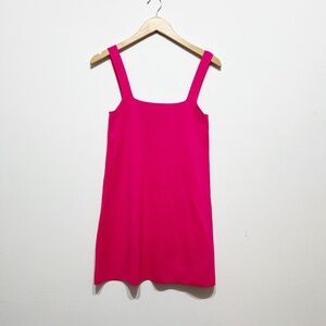 NEW Zara Stretch Knit Square Neck Sleeveless Mini Bodycon Dress Hot Pink Small